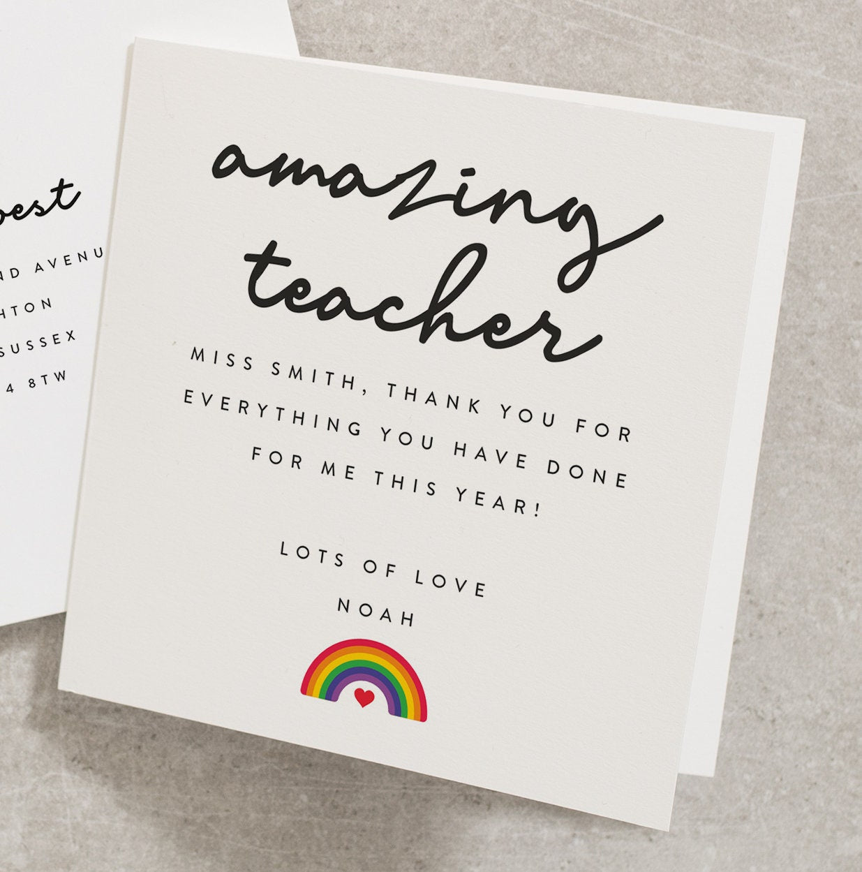 Amazing Teacher Card, Thank You For Everything Teacher Card, Special Teacher Thank You Card, Personalised Rainbow Teacher Gift TC023