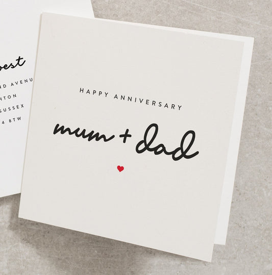 Happy Anniversary Mum and Dad Card, Mum + Dad Anniversary Card, Anniversary Card For Mum and Dad, Anniversary Mum + Dad Card AN129