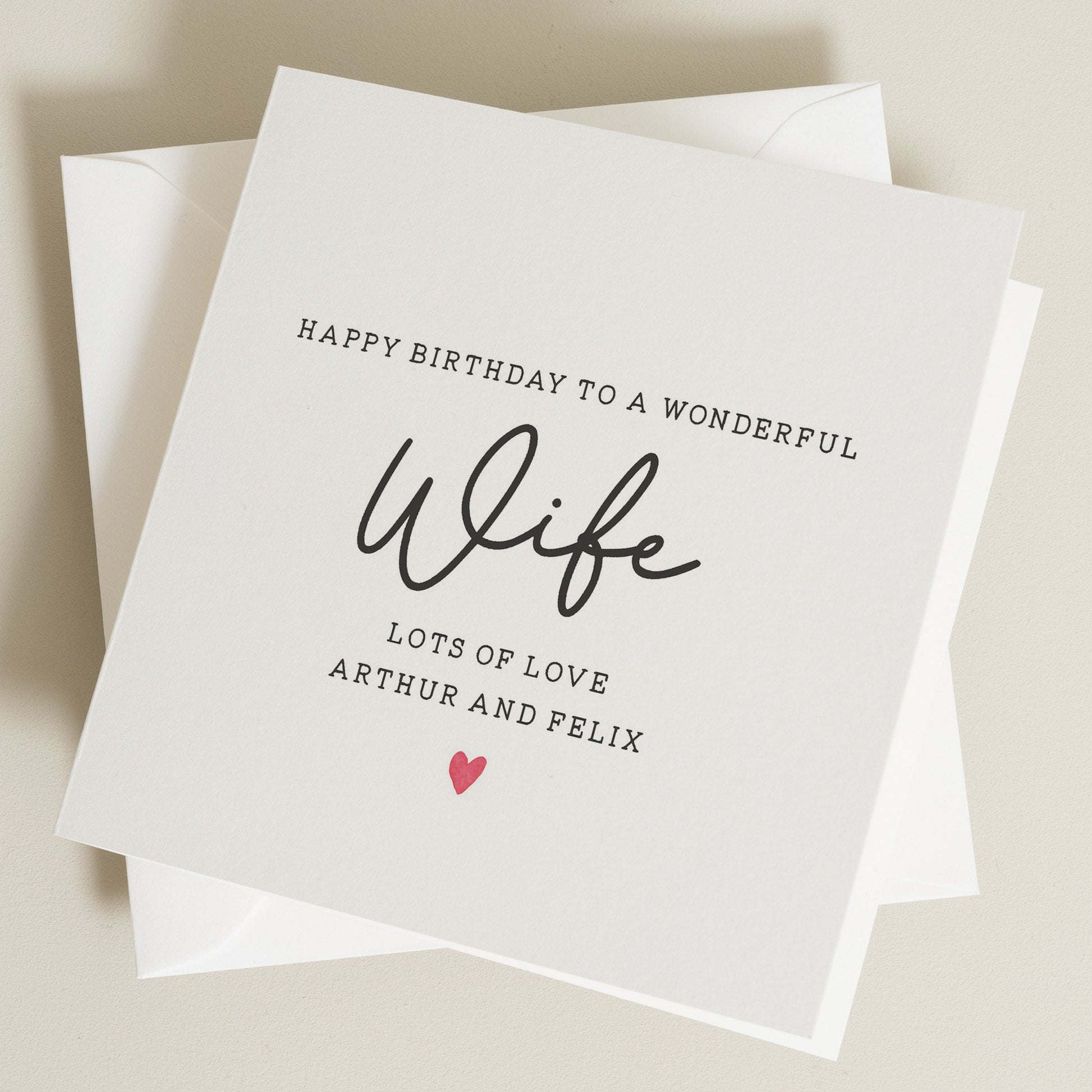 Personalised Wife Birthday Card, Wonderful Wife Birthday Card, Birthday Gift For Her, Simple Wife Birthday Card, Romantic Card For Her