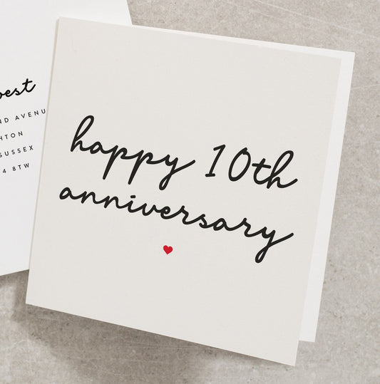 Happy 10th Anniversary For Husband, Tenth Anniversary For Girlfriend, Boyfriend 10th Anniversary Card, Anniversary Card For My Wife AN087