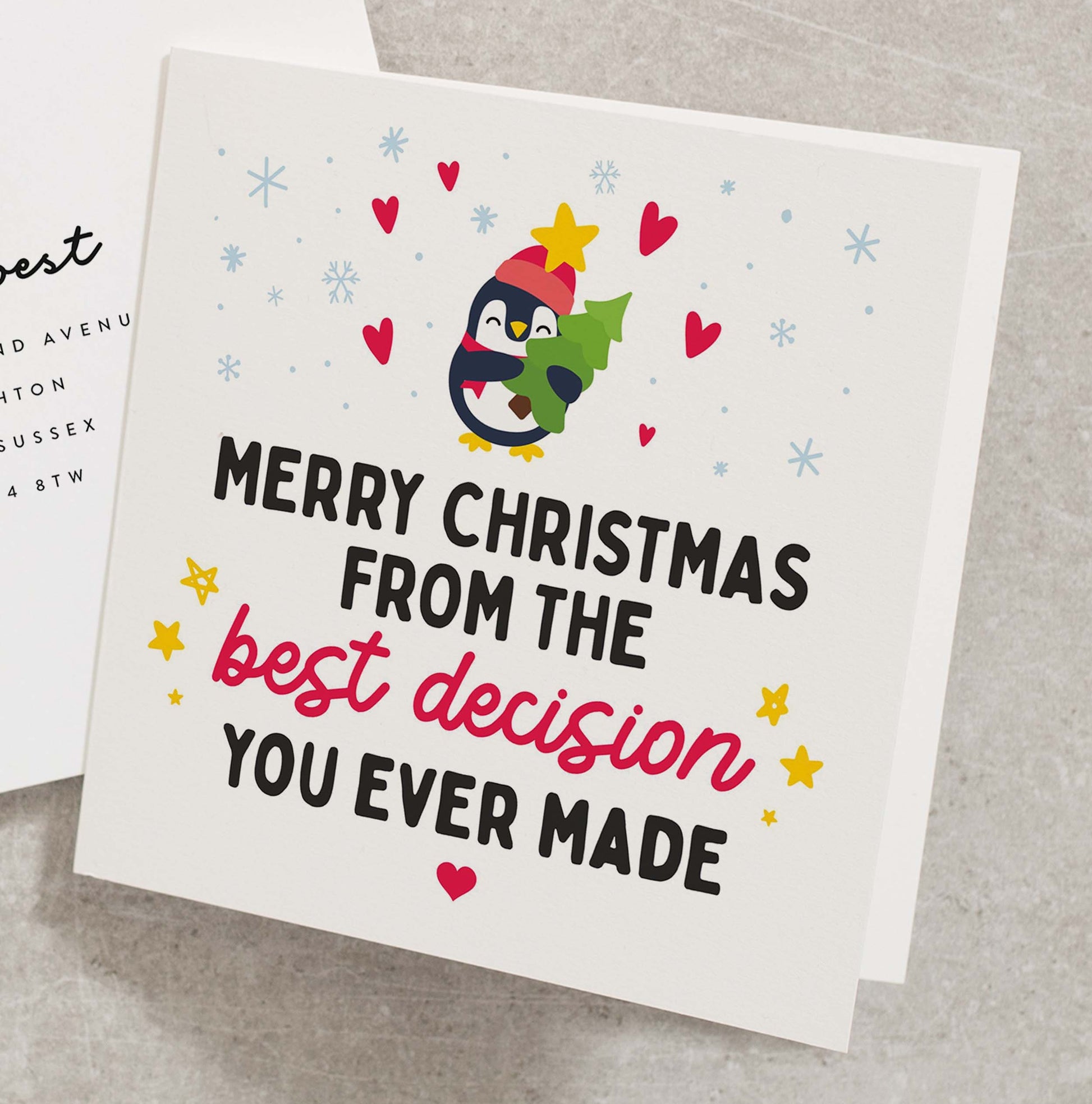 Merry Christmas From The Best Decision You Ever Made, Funny Christmas Card For Boyfriend, Girlfriend, Husband, Wife, Partner Joke Card CC781