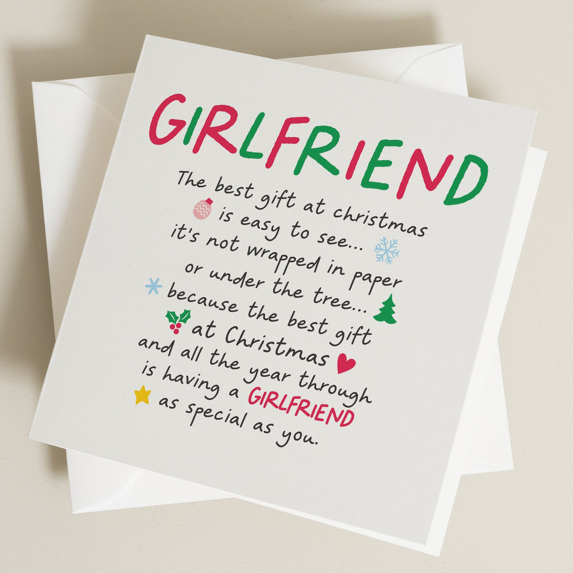 Girlfriend Christmas Poem Card, Funny Personalised Christmas Card, Girlfriend Christmas Card, Romantic Christmas Card, Family Christmas Card