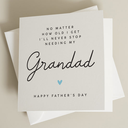 Cute Grandad Fathers Day Card, Fathers Day Gift For Grandad, Never Stop Needing Grandad, Card From Grandchild, From Granddaughter, Grandson