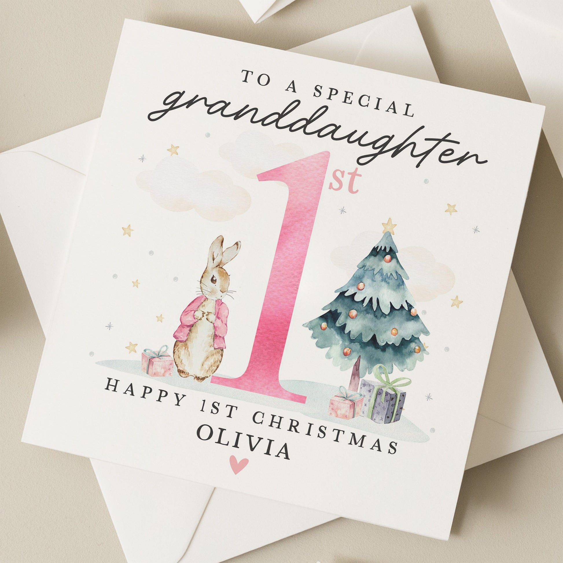 Granddaughter Christmas Card, 1st Christmas Baby Girl Card, Personalised Christmas Card Girl, First Christmas Card To Granddaughter, Xmas