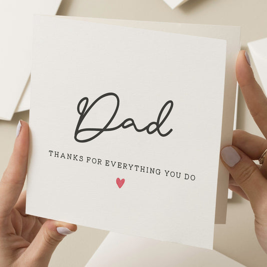 Thank you Dad Fathers Day Card, Fathers Day Gift For Dad, Simple Fathers Day Card, Fathers Day Card From Son, Daughter Card To Dad