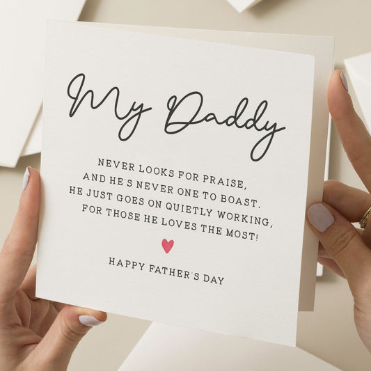 Daddy Poem Card, Poem Fathers Day Card, Cute Fathers Day Card For Him, Son Fathers Day Card, Fathers Day Gifts From Daughter