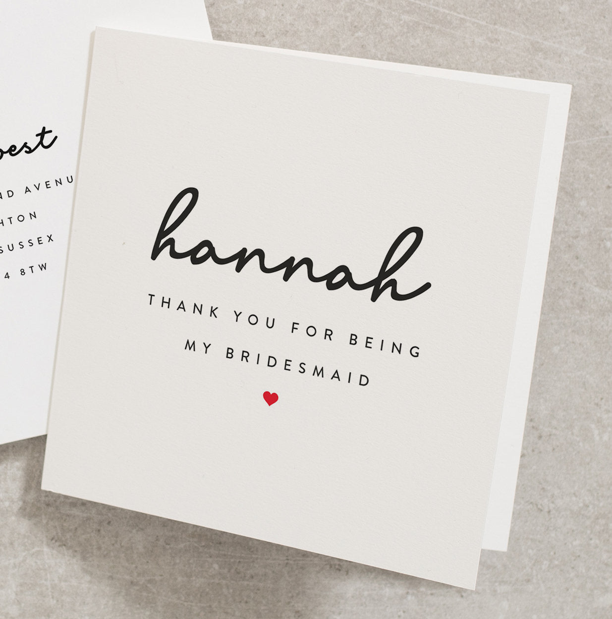 Personalised Bridesmaid Thank You Card, Customisable Bridesmaid Card, Wedding Bridesmaid Thank You, Thank You For Being My Bridesmaid TY027