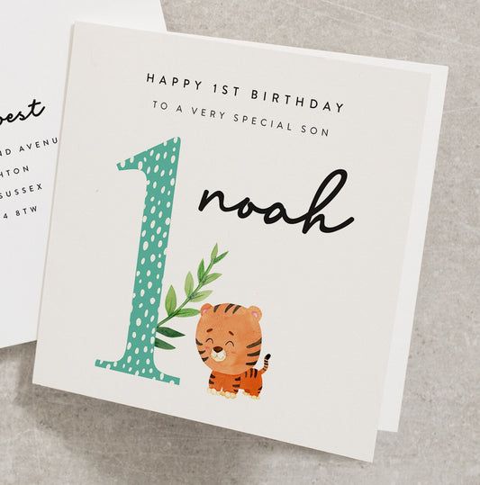 Cute Animal Birthday Card, First Birthday Card For Boy, Safari Animal Birthday Card, 1st Birthday Boy, Baby 1st Birthday Card, Cute BC821