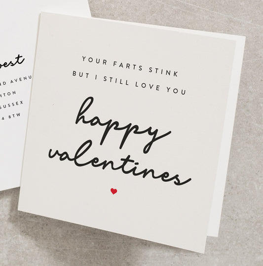 Funny Valentines Day Card, Valentines Day Card for Husband, Your Farts Stink, Joke Valentines Day Card VC002