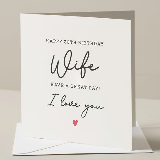 30th Birthday Card For Wife, Happy 30th Birthday Card For Her, Wife Thirtieth Birthday Card, Wife 30th Birthday Gift