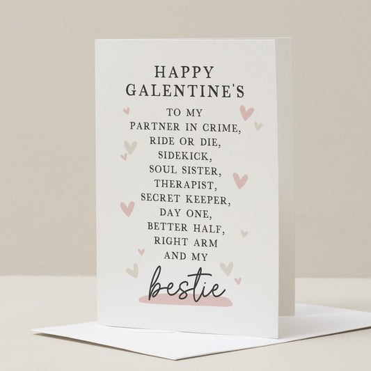 Galentines Day Card For Best Friend, Best Friend Valentine Card For Her, Happy Valentines Day Poem Bestie Card, Funny Bestie Valentines Card