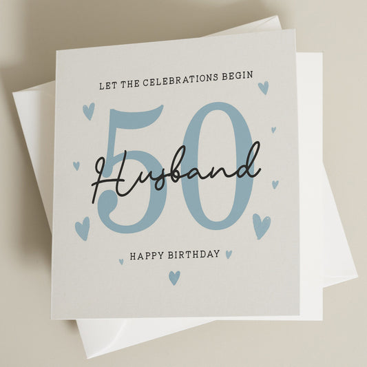 50th Birthday Card For Husband, Husband Fiftieth Birthday Card, Husband 50th Birthday Gift, Happy 50th Birthday Card For Him