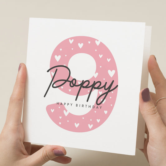 Personalised 9th Birthday Card For Her, 9th Birthday Card For Daughter, Happy Ninth Birthday Card For Granddaughter, Niece