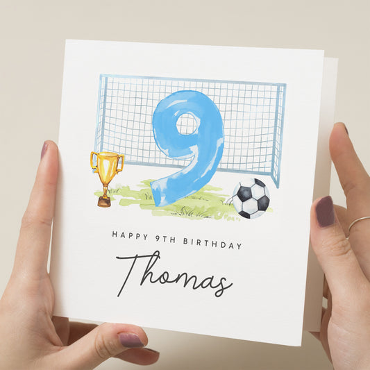 Football Birthday Card, Personalised 9th Birthday Card, Ninth Birthday Card For Son, 9th Birthday Card for Grandson, For Nephew