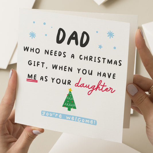 Funny Christmas Card To Dad, Christmas Card For Dad, Dad Christmas Card, Daughter To Dad, Xmas Card Dad, Christmas Card Man, From Daughter