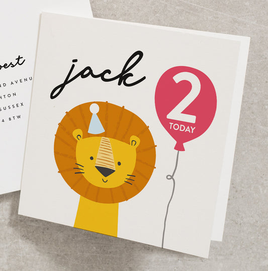 Personalised 2 Year Old Card, Boy Birthday Card, Toddler, Animal Birthday Card, Safari Birthday Card, 2nd Birthday Card, Any Name, Boy BC894