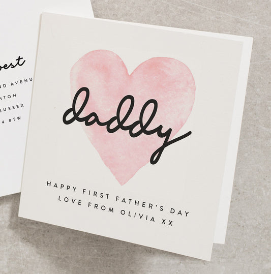 Daddy Fathers Day Card, Happy First Fathers Day For My Daddy, Personalised, From Daughter, From Bump, From Baby, Premature, Card UK FD107