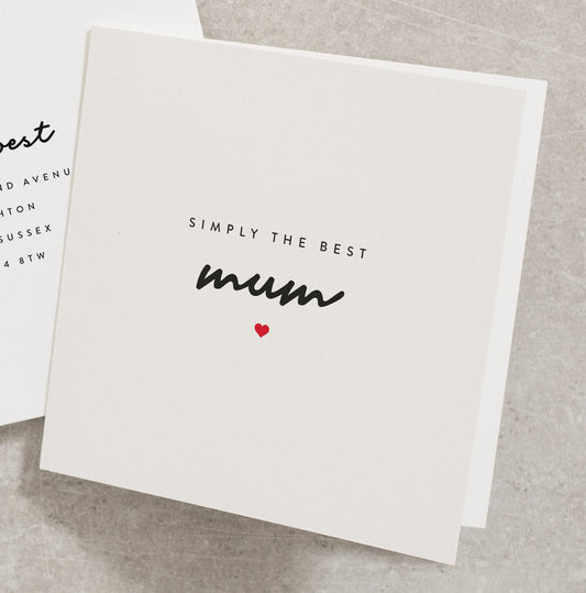 Simply The Best Mum, Mothers Day Card, Special Mum Card, Mothers Day Card Daughter, Mothers Day Card Son, For Mum Card MD044