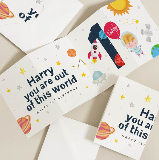 Space Birthday Card For Son, Happy Birthday Card, Personalised Space Birthday Card, Birthday Card For Grandson, Kids Birthday Card BC1286