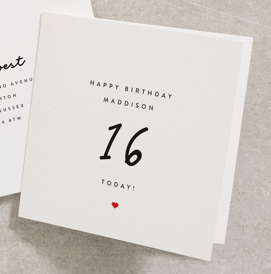 16th Birthday Card, Happy Birthday Any Name Any Age, Birthday Card For Him, 16th, 17th, 18th, Simple Birthday Card, Personalised BC386