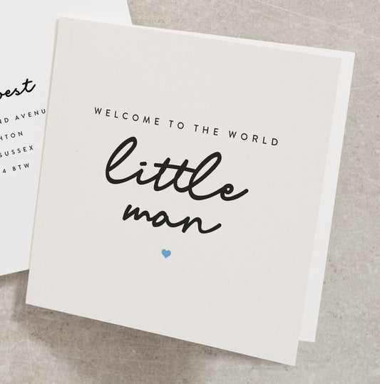 New Baby Boy Card, New Baby Card, Welcome To The World Card, Little Man Baby Card, New Born Card, New Parents Card, New Arrival Card NB013