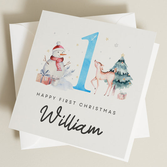 Happy 1st Christmas Card, Personalised Christmas Card For Boy & Girl, Newborn First Christmas, Baby&#39;s 1st Christmas, Baby Boy Girl Christmas