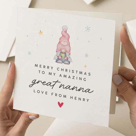 Christmas Card Great Nanna, Christmas Card For Nanny, Great Grandma Christmas Card Nan, Christmas Card For Nan, From Great Grandchild, Xmas