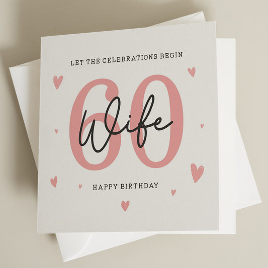 60th Birthday Card For Wife, Wife Sixtieth Birthday Card, Wife 60th Birthday Gift, Happy 60th Birthday Card For Her