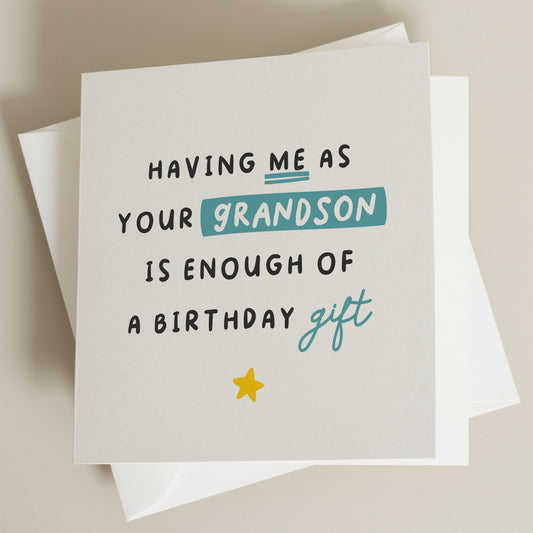 Birthday Card For Grandma, Grandad Birthday Card, From Grandson, Funny Birthday Card For Nan, Birthday Gift For Grandad, For Grandparent