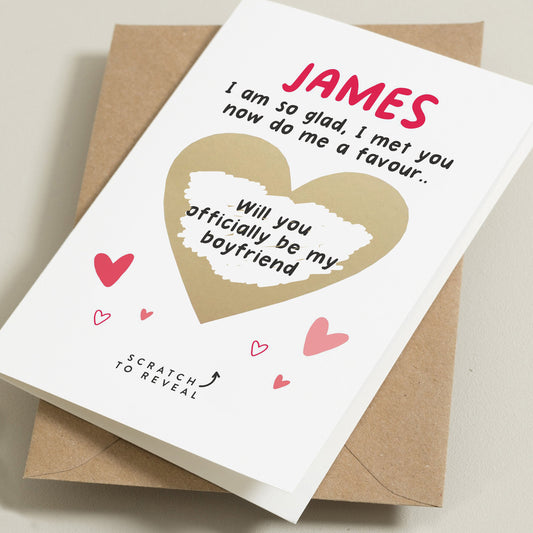 Will You Be My Boyfriend Scratch To Reveal Christmas Card, Boyfriend Surprise Scratch, Personalised Create Your Own Christmas Card, Surprise