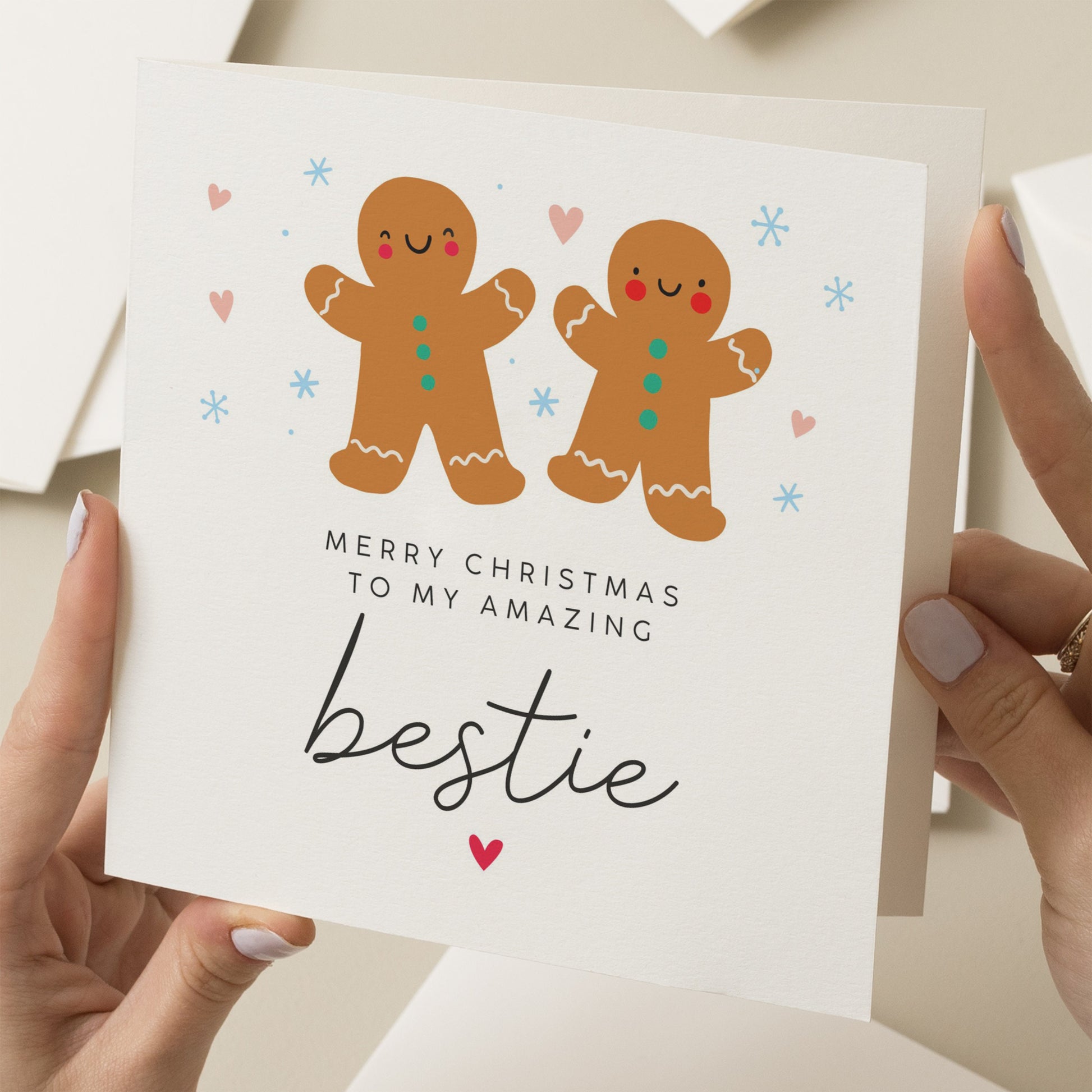 Best Friend Christmas Card, Christmas Card For Bestie, Gingerbread Christmas Card, Friends Christmas Card, Merry Christmas