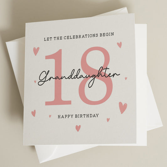 18th Birthday Card, For Granddaughter, Granddaughter 18th Birthday Card, 18th Birthday Card For Granddaughter, 18th Birthday Gift For Her