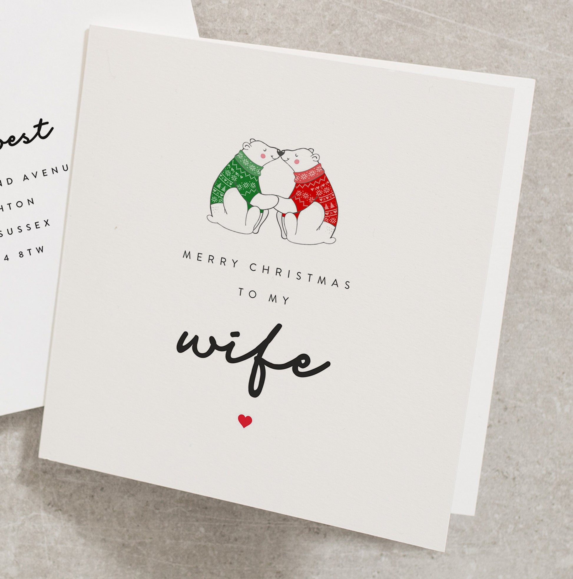 Merry Christmas Card For Wife, Wife Christmas Card, Christmas Wife Card, Wife Card For Christmas CC594