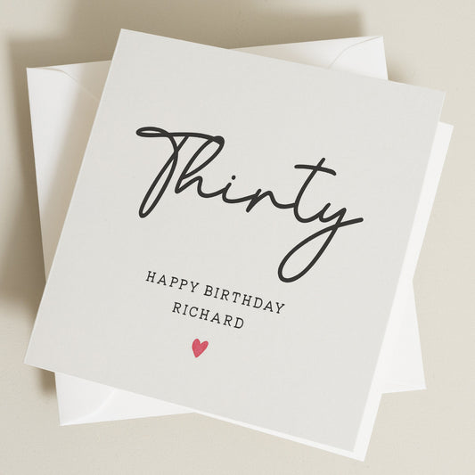 30th Birthday Card, Simple Birthday Card For Her, Thirtieth Birthday Card, For Him, Milestone Birthday Gift, 30 Today, Happy 30th Birthday