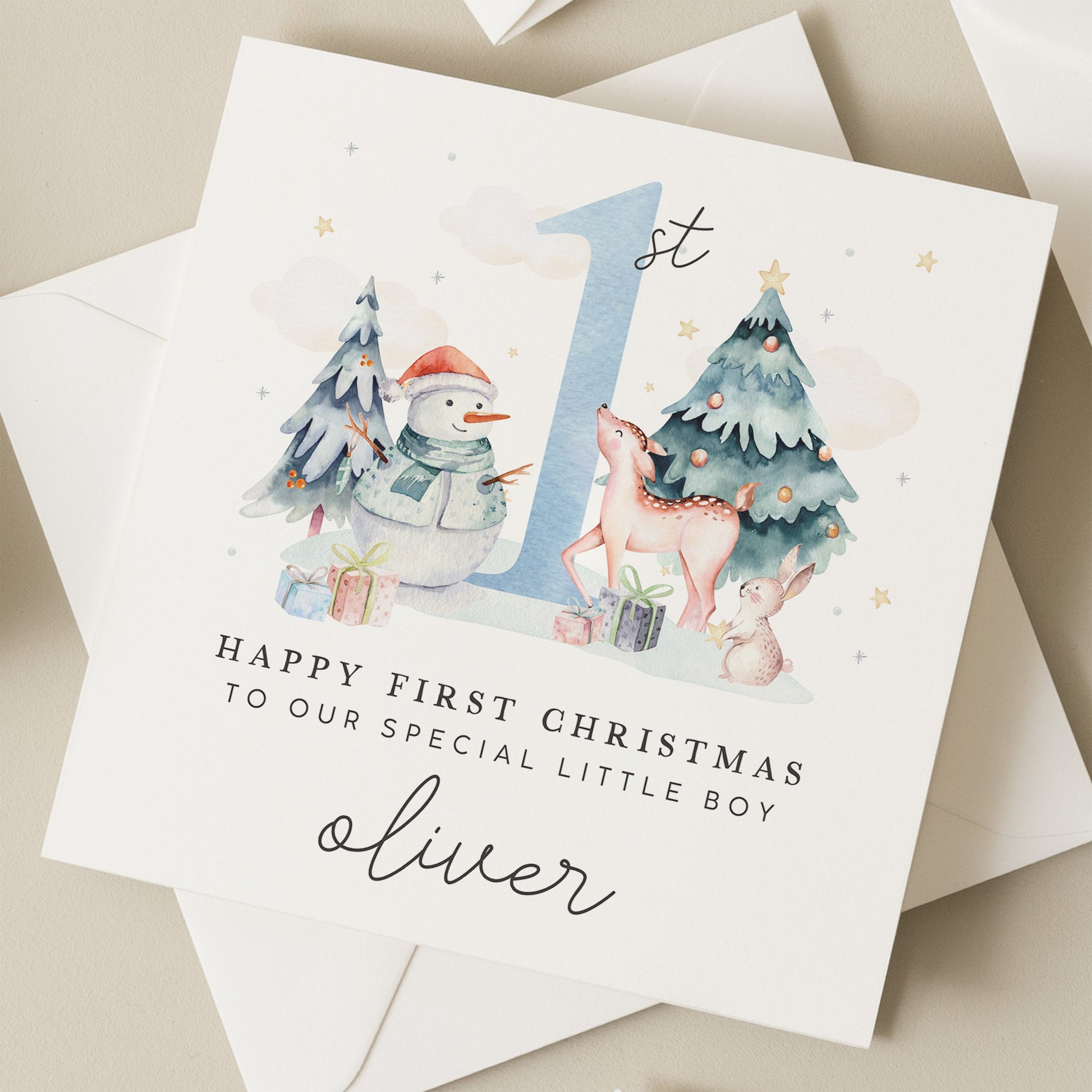 Happy 1st Christmas Card, Son First Christmas, Personalised Christmas Card For Baby Boy, First Christmas Card, Baby&#39;s 1st Christmas Gift