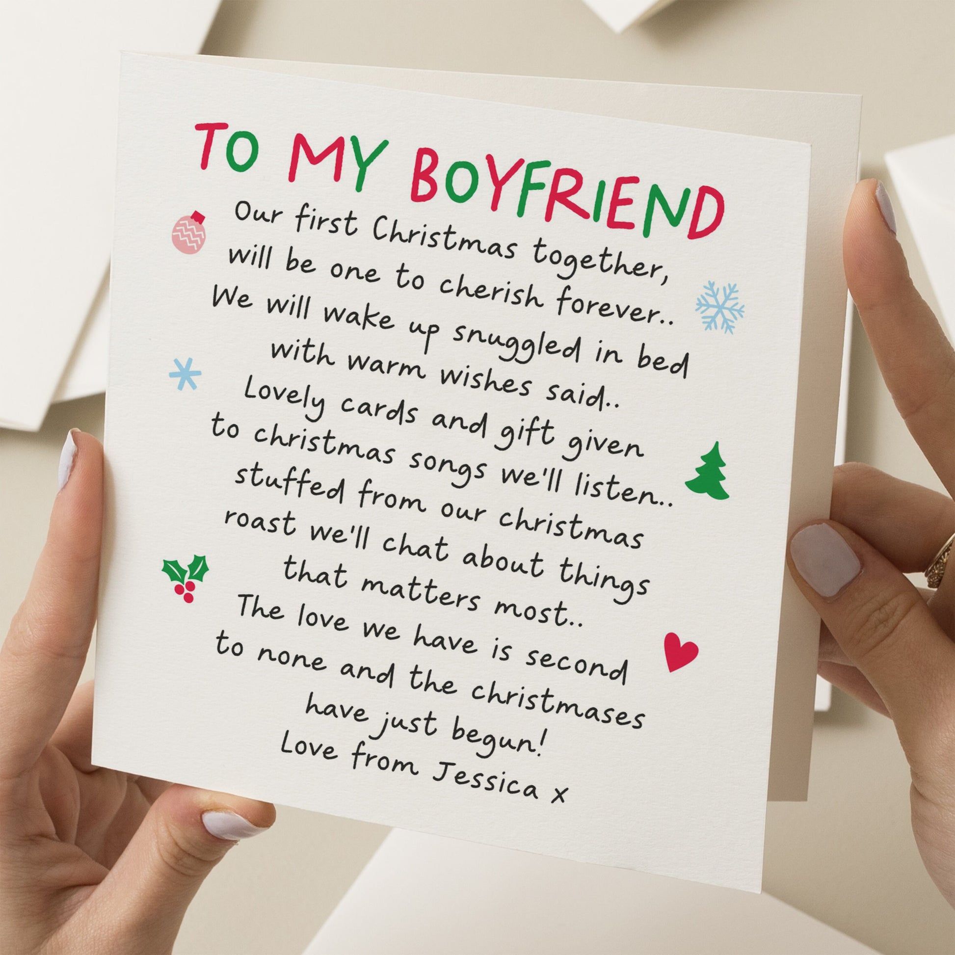 Boyfriend Christmas Card, Personalised Christmas Card Boyfriend, Romantic Christmas Card For Him, Boyfriend Xmas Gift, Man Christmas Card