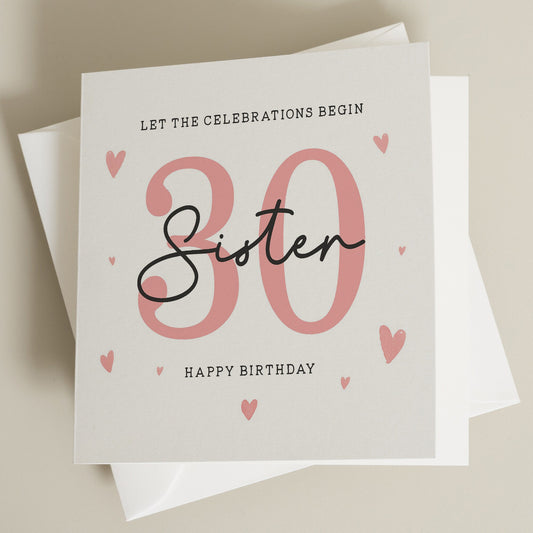 30th Birthday Sister Card, Birthday Card For Sister, 30th Birthday Gift For Sister, Thirtieth Card For Sister, Sister Birthday Gift