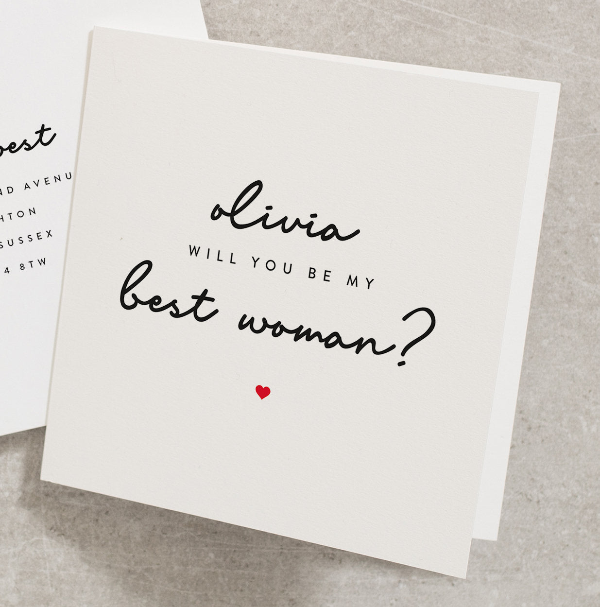 Personalised Will You Be My Best Woman Card, Wedding Card, Best Woman Proposal, Request Card, With Free Envelope, For Bestie, For Her WY052