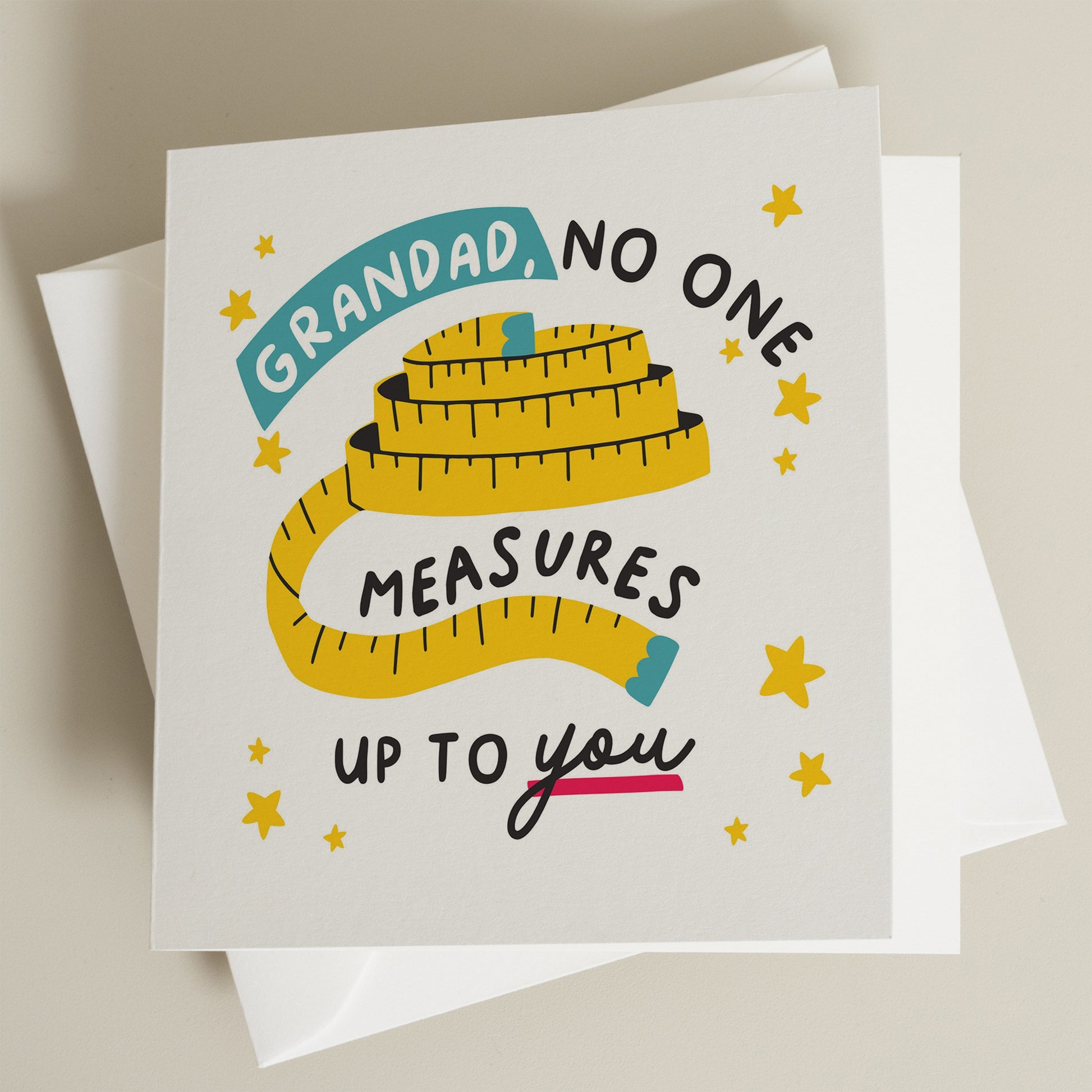 Fathers Day Gift For Grandad, No One Measures Up To You Card, Pun Card For Grandad, Tape Measure Card, Funny Card For Grandad