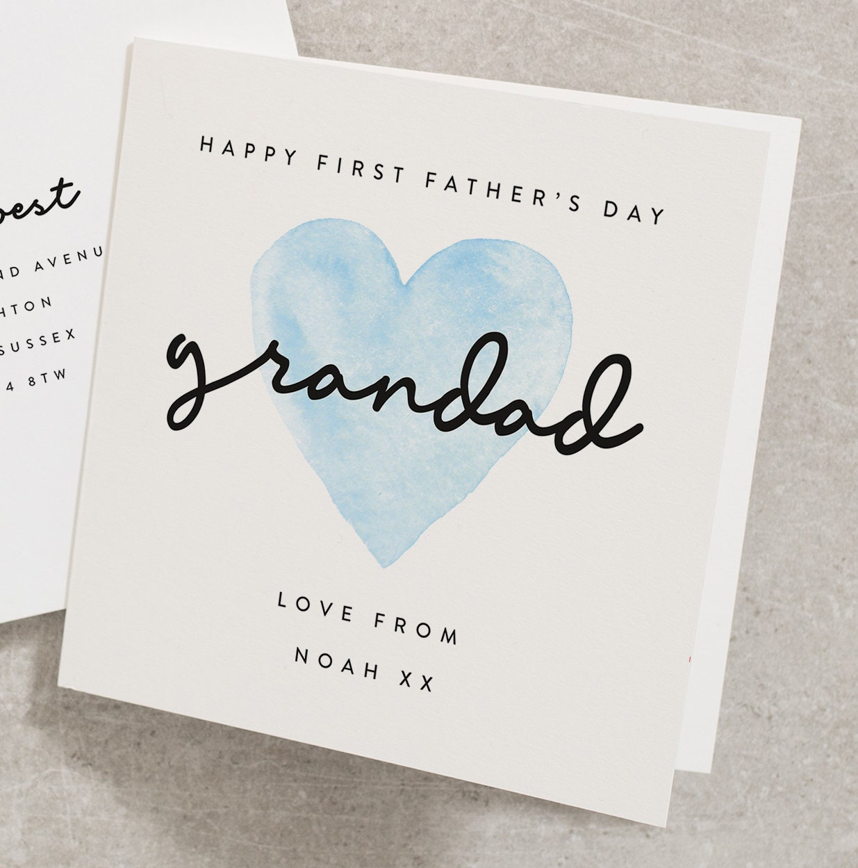 First Fathers Day Card For Grandad, 1st Fathers Day Card For Grandpa, Happy Fathers Day Card From Grandson, Blue Heart Grandad Card FD059