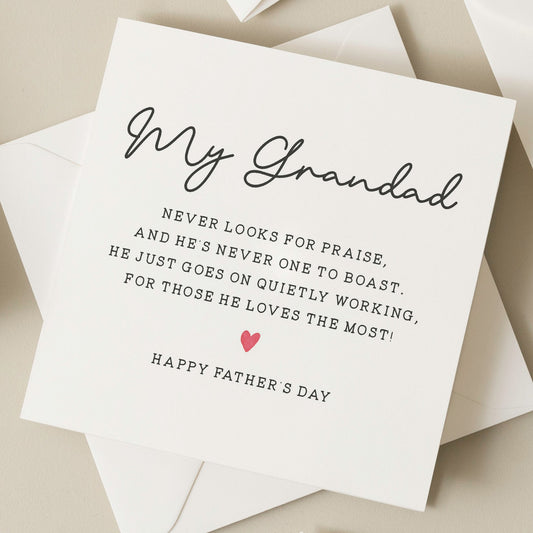 Grandad Poem Card, Cute Fathers Day Card For Grandad, Poem Card For Grandad, Fathers Day Gift From Granddaughter, Poem For Fathers Day