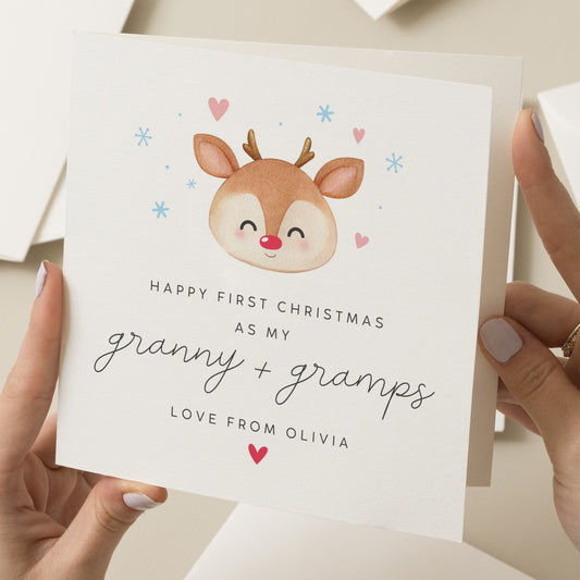 First Christmas As Nan and Grandad Card, Gran and Gramps Christmas Card, Personalised Xmas, Christmas Gran and Grandpa Card, Grandparents