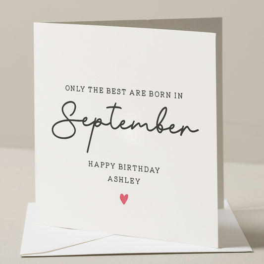 Simple Personalised Birthday Card, September Birthday Card, Funny Birthday Card To Her, To Friend, Birthday Gift To Him, Birthday Month Card