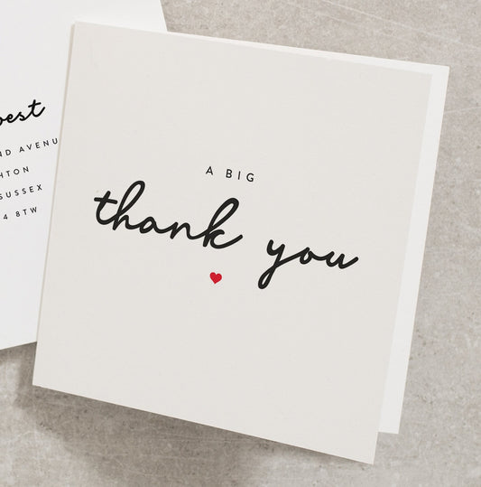 Simple Thank You Card, Little Card Big Thank You, Thankful Card, Card For Her, Teacher Card, Key Worker Card, Thank You Greeting Card TY005