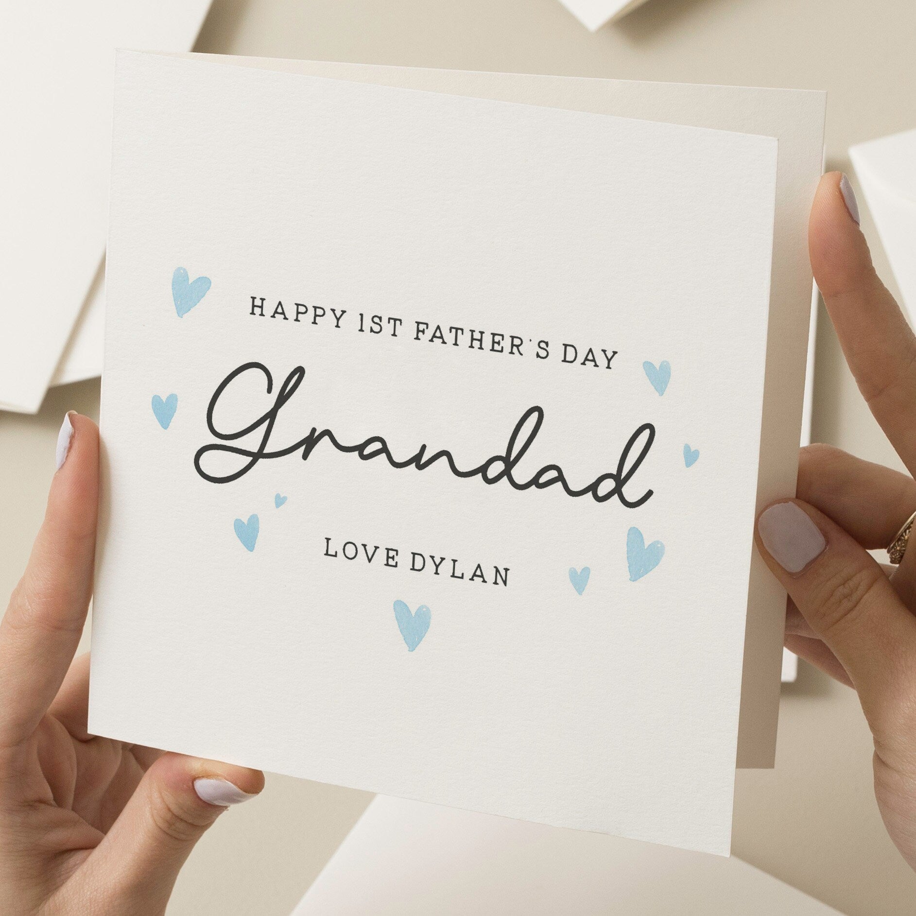 Personalised Fathers Day Card, First Fathers Day Card From Grandson, 1st Fathers Day As Grandad Card From Baby, Cute Card For Grandad