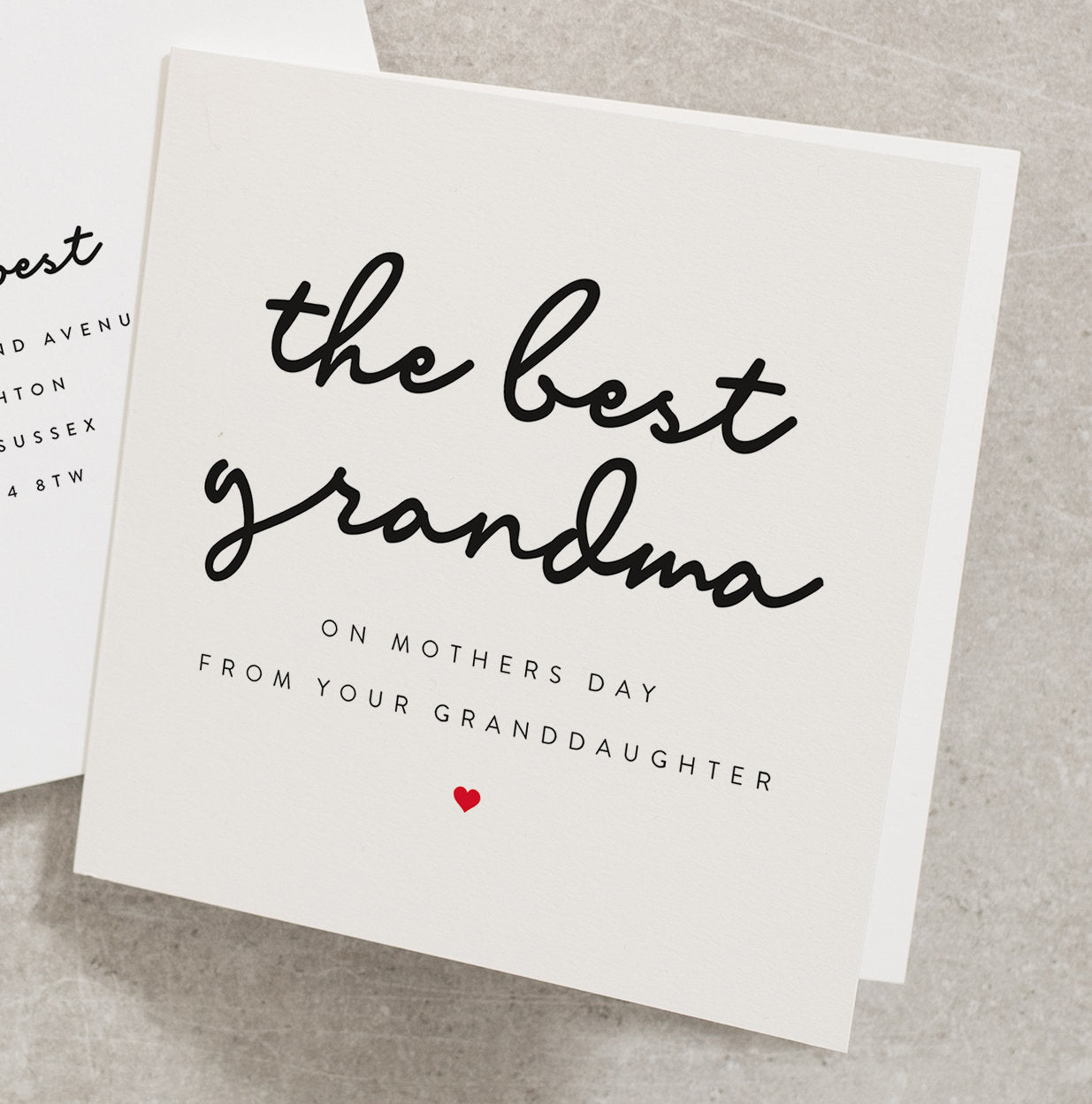 The Best Grandma On Mothers Day, From Your Granddaughter, Personalised Grandma Mothers Day Card, For Grandma, Gran Mothers Day Card MD064