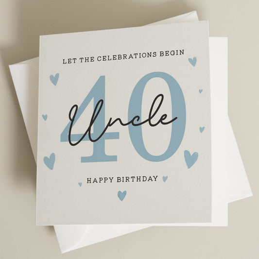 Birthday Uncle Card, 40th Birthday Card For Uncle, Uncle 40th Birthday Gift, Uncle Fortieth Birthday, Milestone Birthday