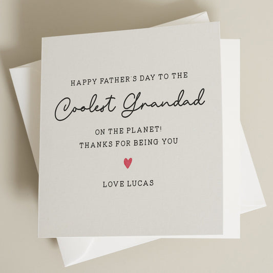 Thankyou Grandad Fathers Day Card, Personalised Fathers Day Card For Grandad, Grandad Fathers Day Gift, Coolest Grandad Card From Grandchild