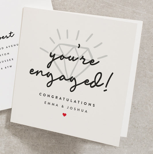 You&#39;re Engaged Card, Congratulations On Your Engagement Card, Engagement Card With Personalisation, Happy Couple Engagement Card EN044