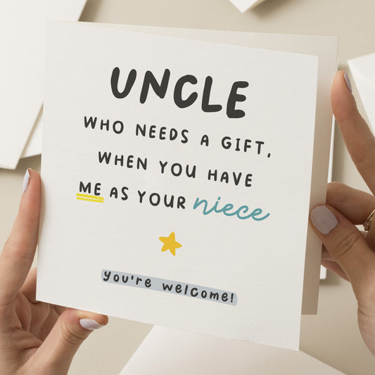 Uncle Birthday Card, Funny Birthday Card For Uncle, Uncle Birthday Gift, Birthday Card From Niece, Joke Birthday Card, For Him